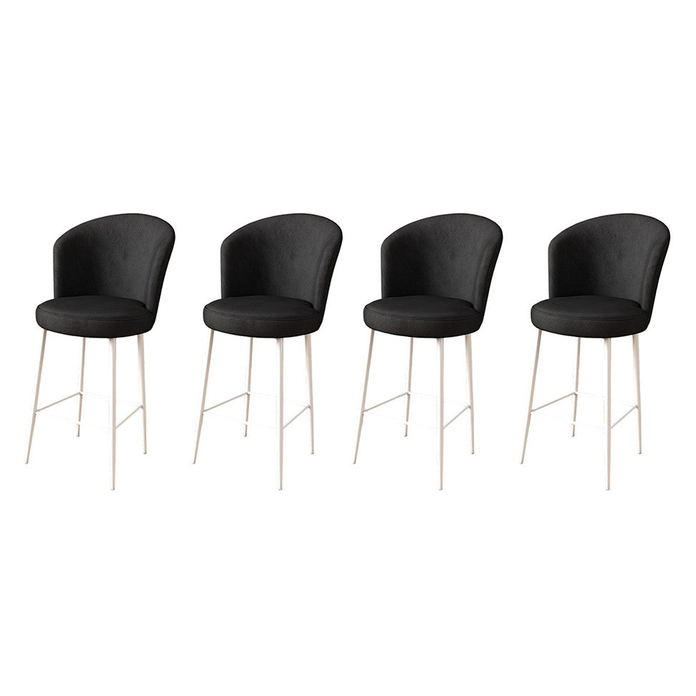 Lot de 4 tabourets de bar rembourrés Fora en noir et blanc