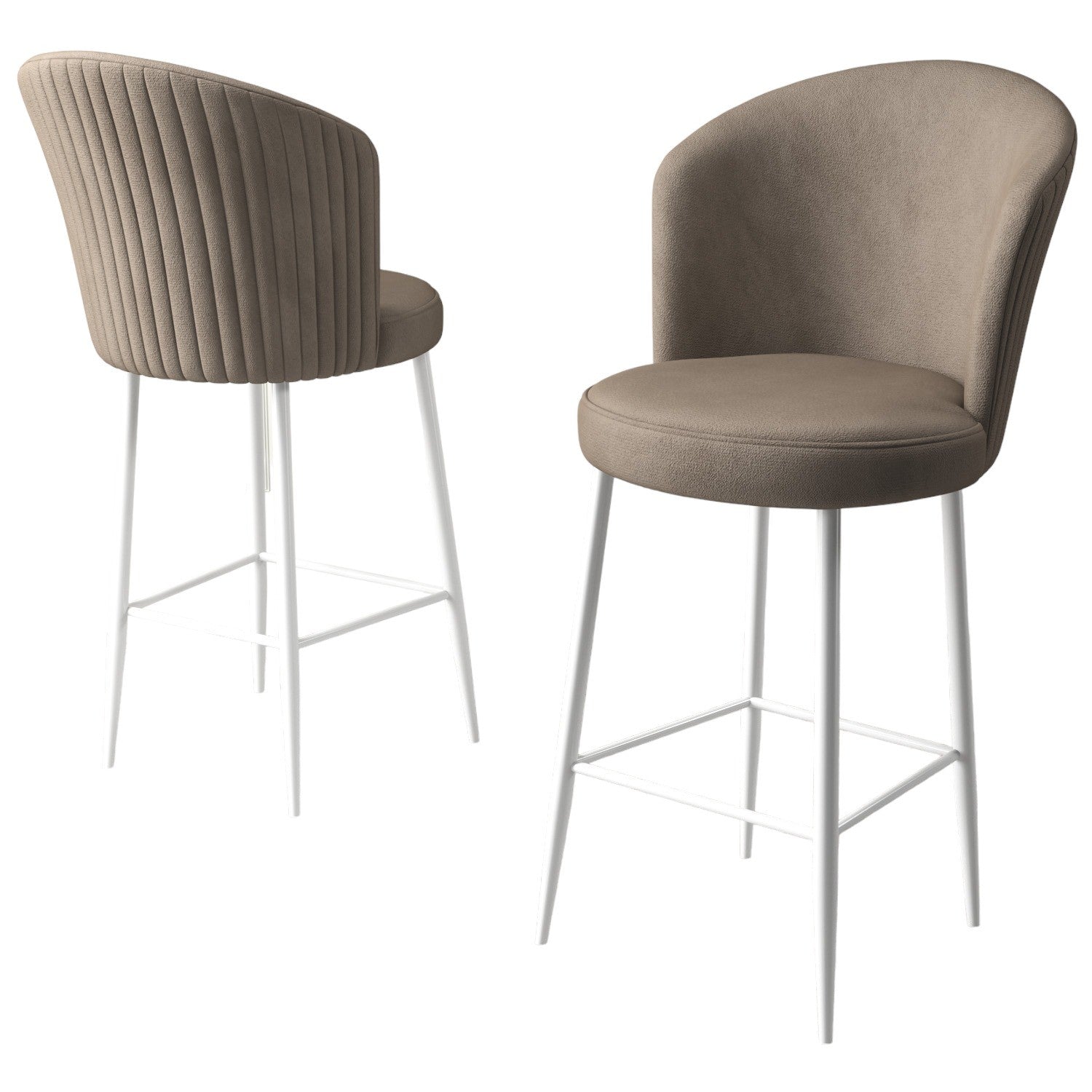 Set of 6 Fora Upholstered Bar Stools in Cappuccino and White – product image 3