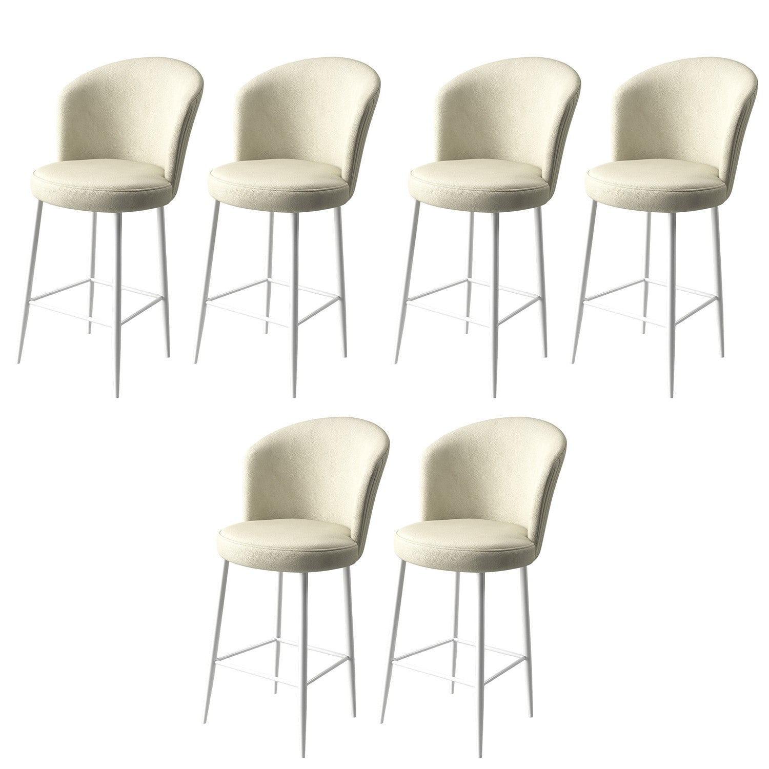 Set di 6 sgabelli da bar imbottiti Fora in crema e bianco