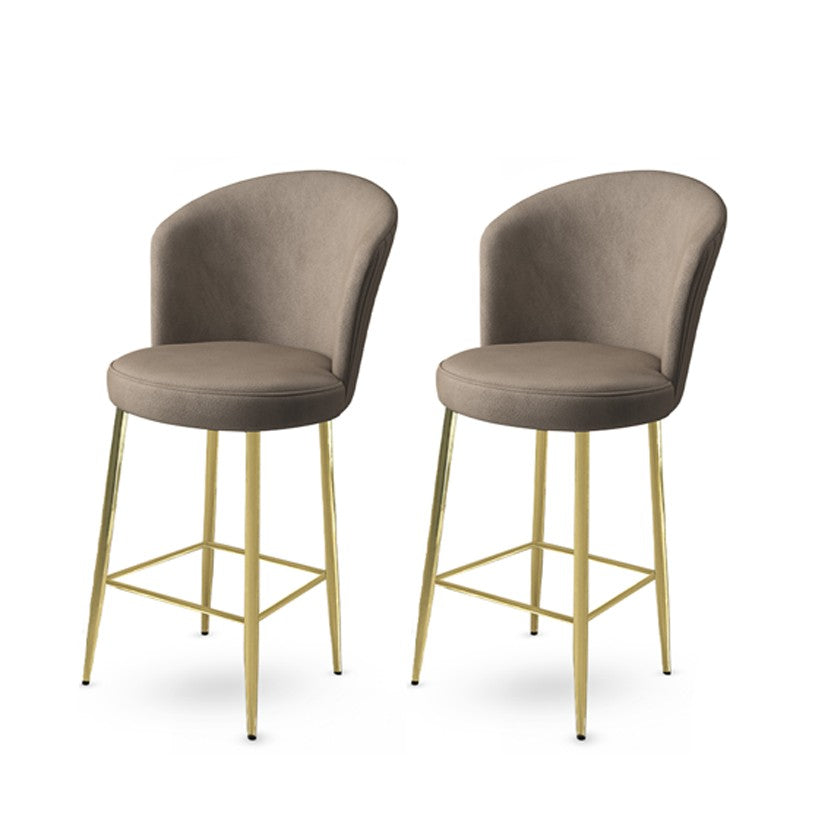 Set of 2 Fora Upholstered Bar Stools in Cappuccino and Gold – product image 1