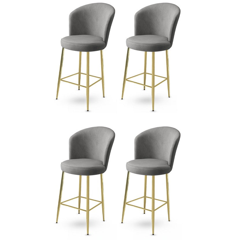 Set of 4 Fora Upholstered Bar Stools in Grey and Gold – product image 1