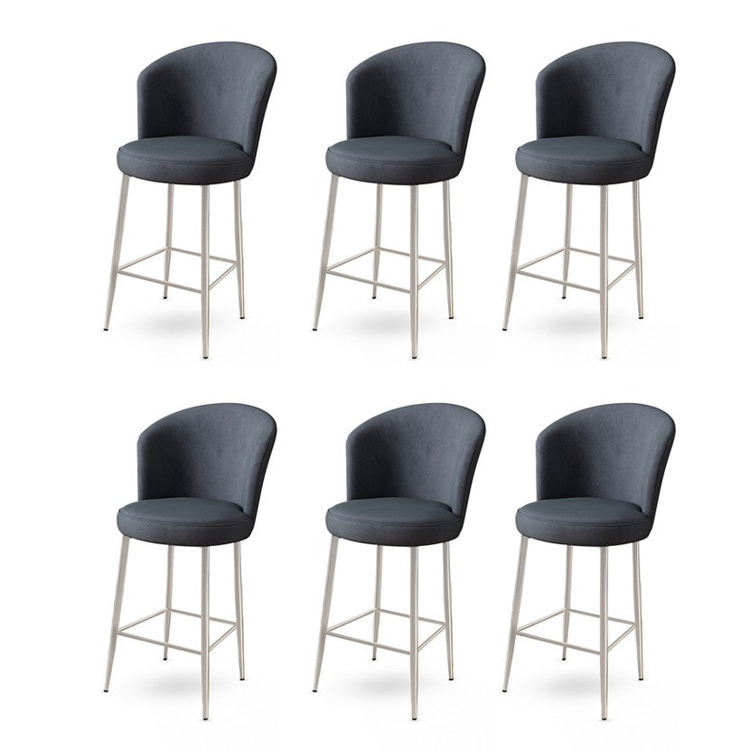 Set of 6 Fora Upholstered Bar Stools in Anthracite and Chrome – product image 1