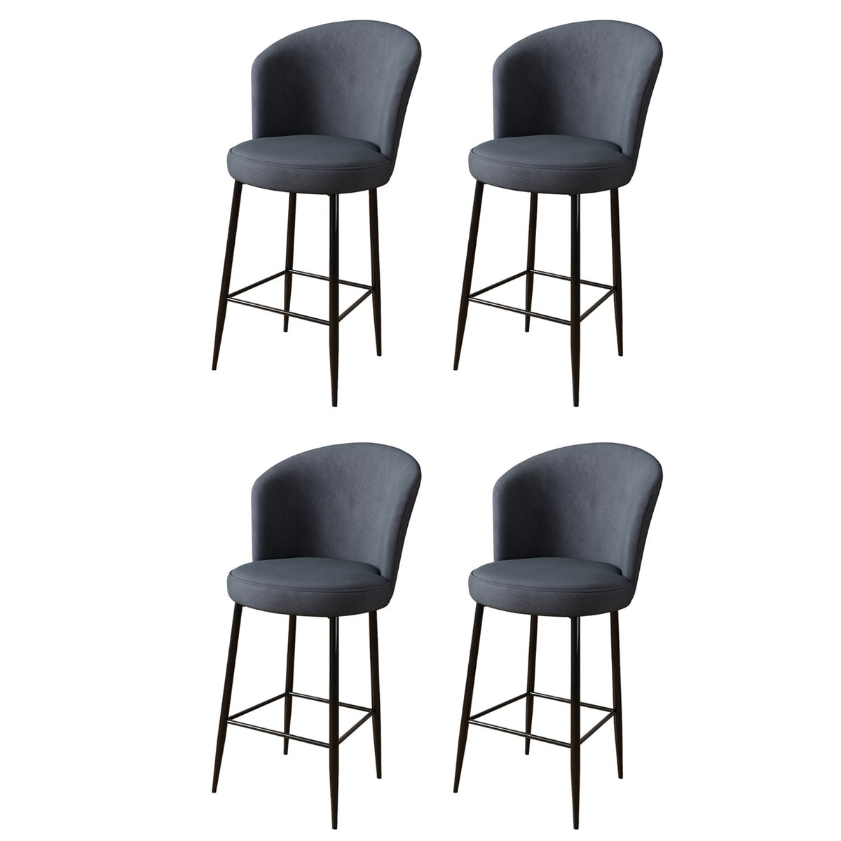 Set of 4 Alte Bar Stools in Anthracite and Black – product image 1