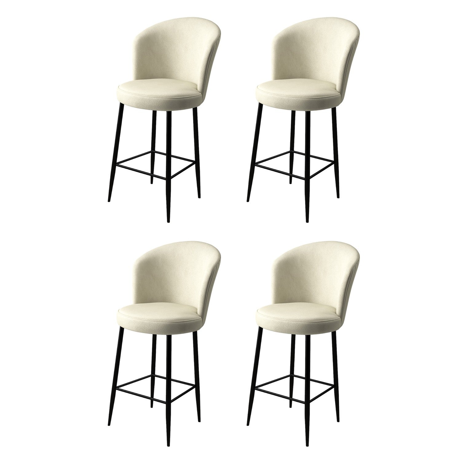 Set of 4 Alte Bar Stools in Cream and Black