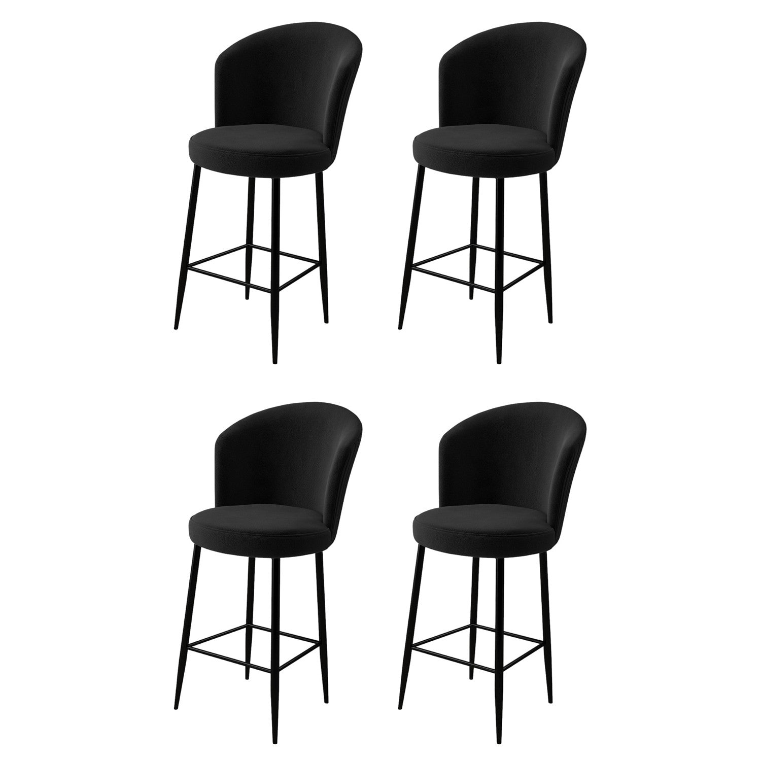 Lot de 4 tabourets de bar Alte en noir