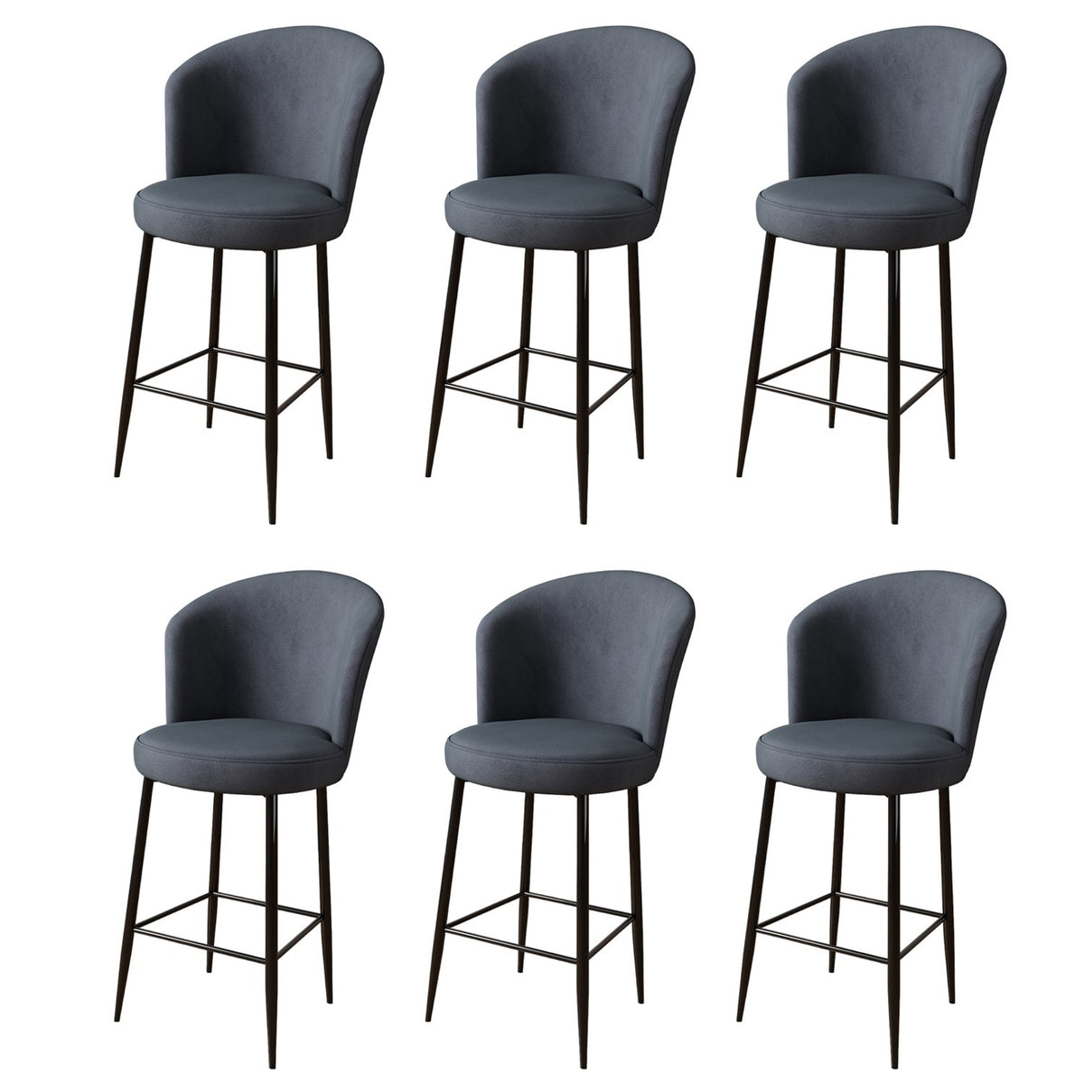Set of 6 Alte Bar Stools in Anthracite and Black – product image 1