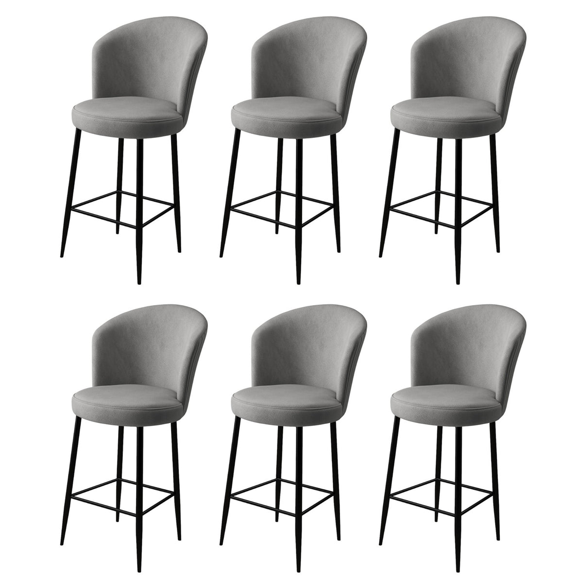 Set of 6 Alte Bar Stools in Grey and Black – product image 1