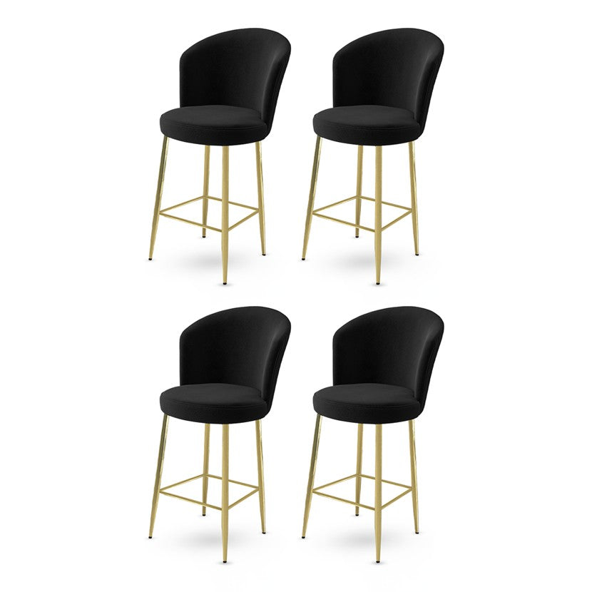 Lot de 4 tabourets de bar Alte en noir et doré