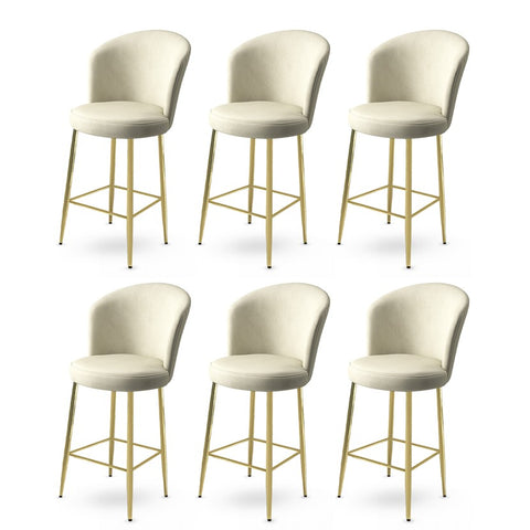 6er-Set Alte Barhocker in Creme und Gold