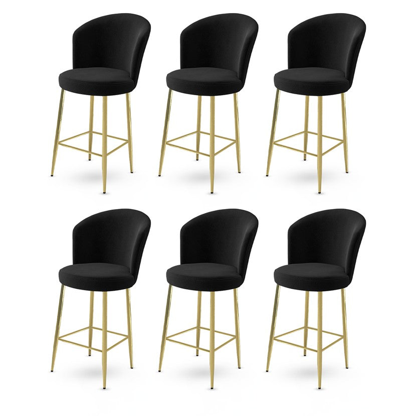 Set of 6 Alte Bar Stools in Black and Gold