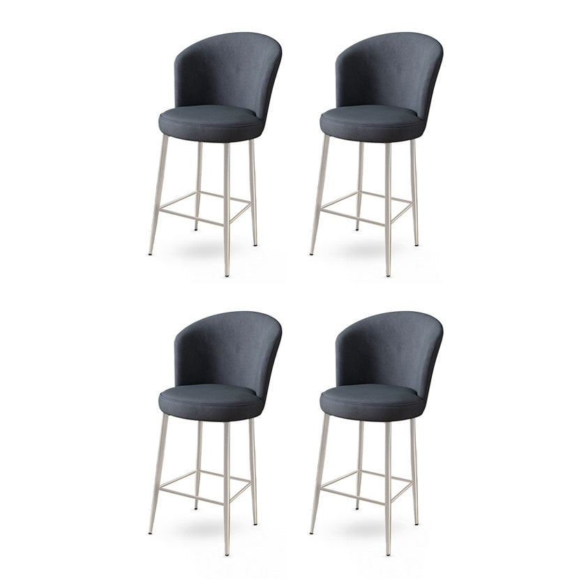 Set of 4 Alte Bar Stools in Anthracite and Chrome