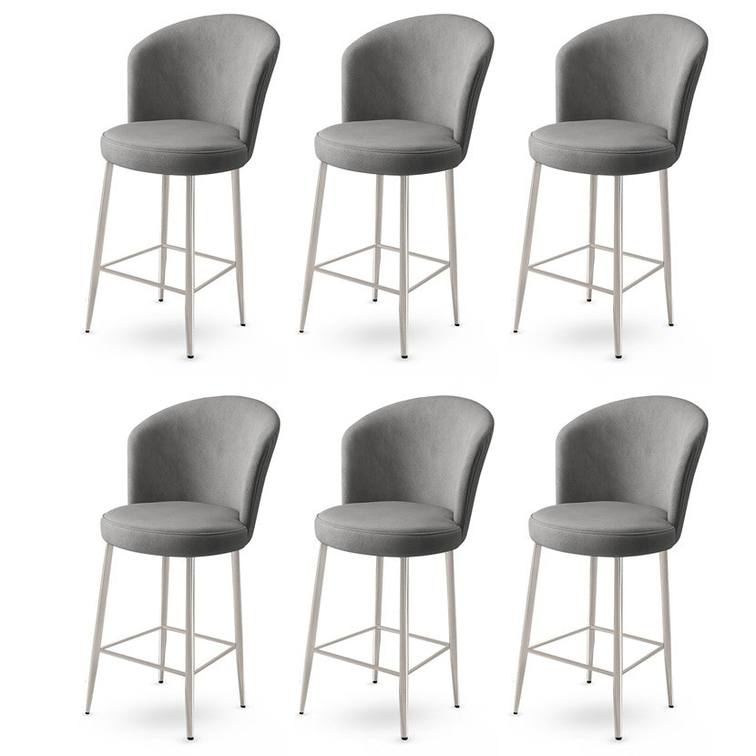 Set of 6 Alte Bar Stools in Grey and Chrome