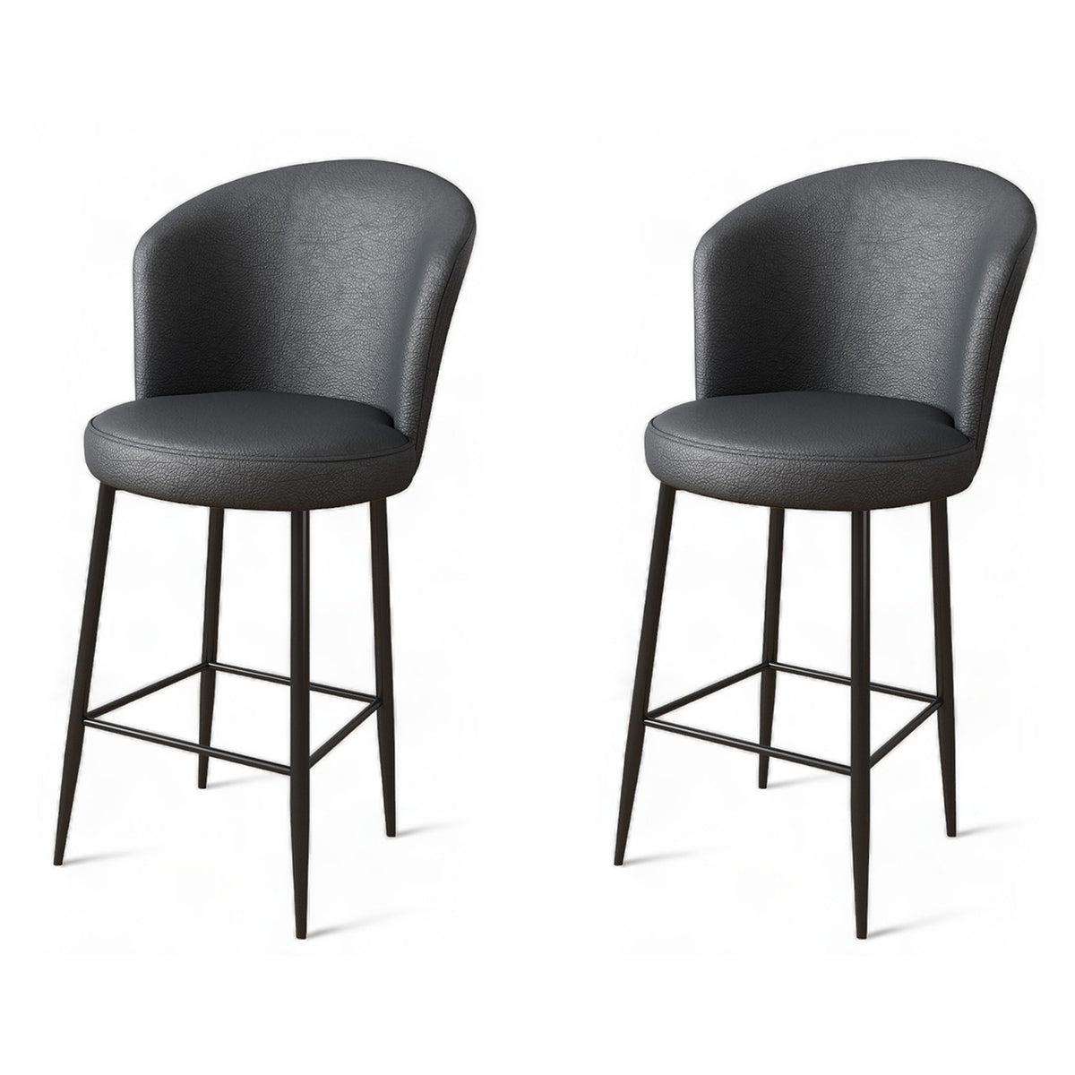 Set of 2 Uras Faux Leather Bar Stools in Anthracite and Black – product image 1