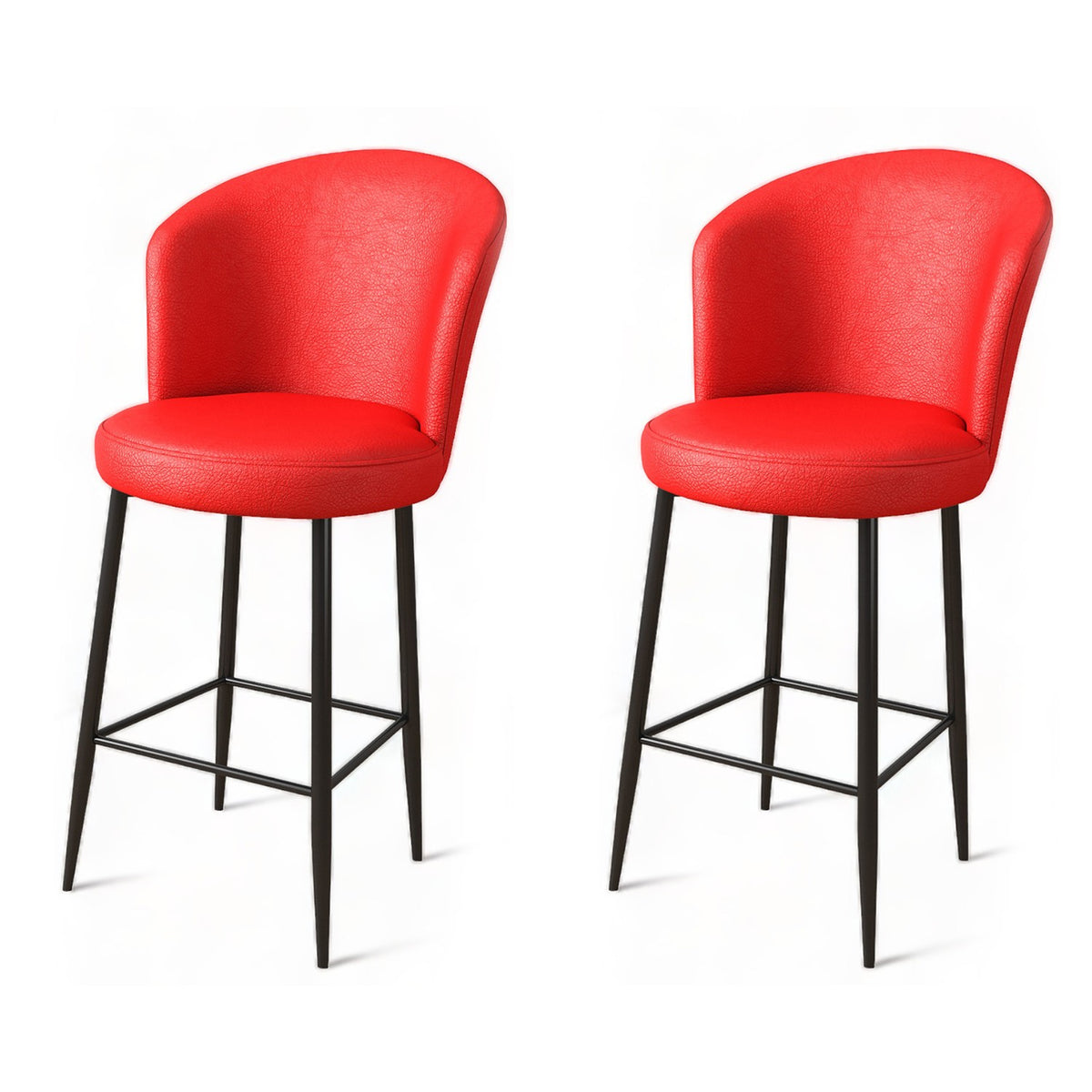 Set of 2 Uras Faux Leather Bar Stools in Red and Black – product image 1