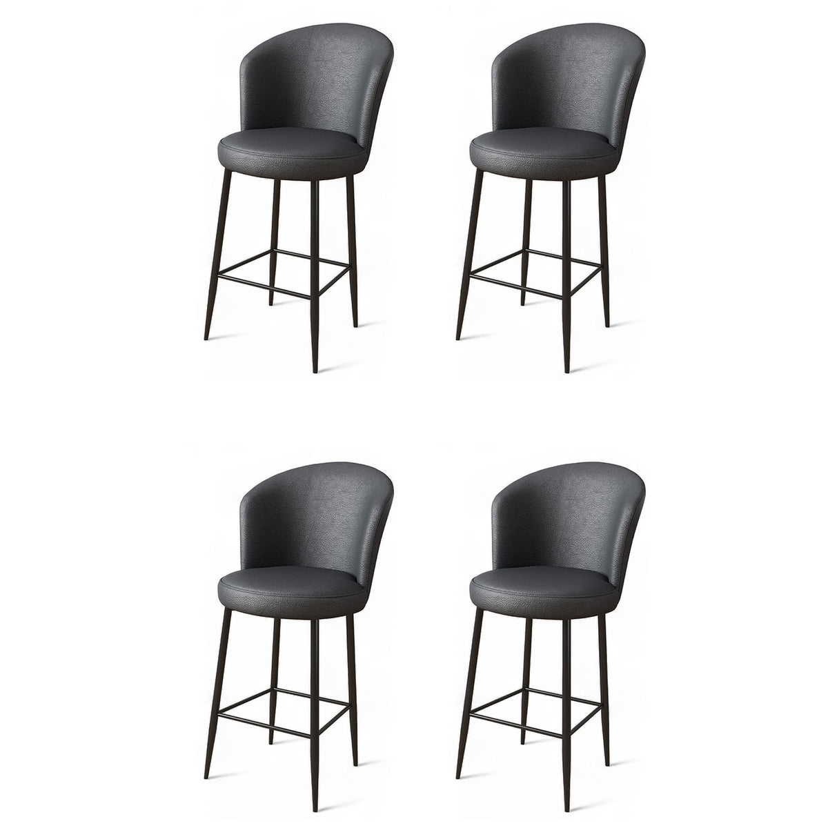 Set of 4 Uras Faux Leather Bar Stools in Anthracite and Black – product image 1