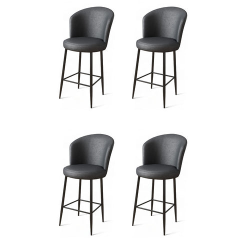 Set aus 4 Uras Barhockern aus Kunstleder in Anthrazit und Schwarz
