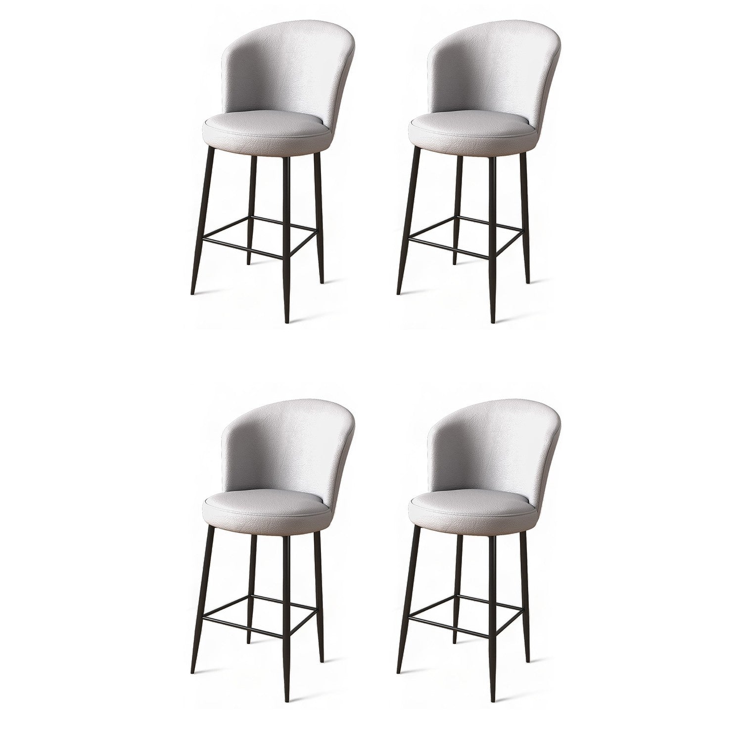 Set of 4 Uras Faux Leather Bar Stools in Grey and Black