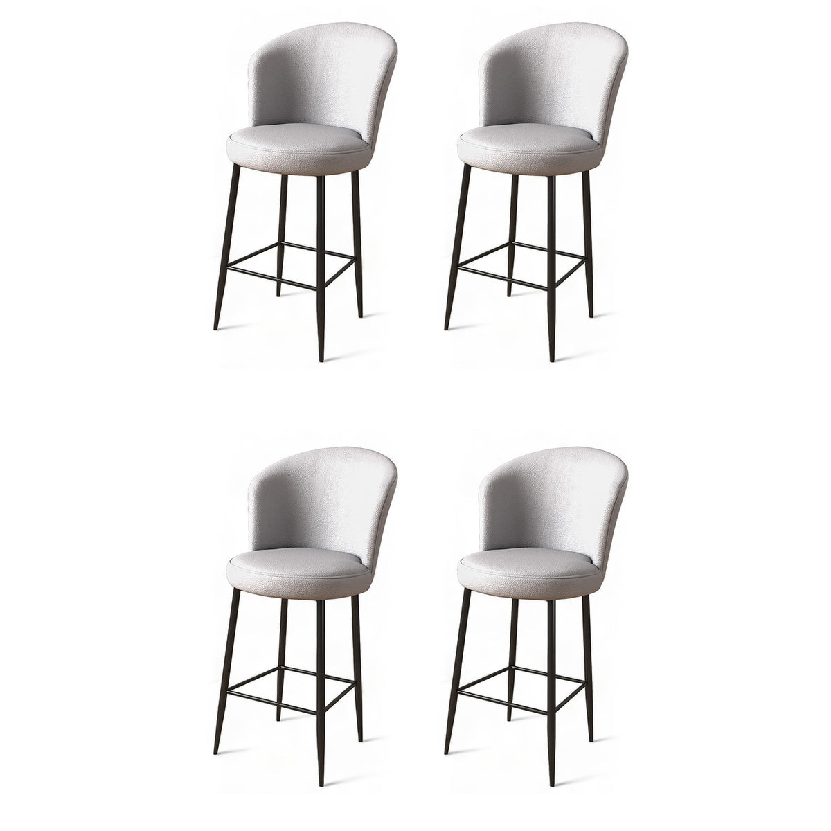 Set of 4 Uras Faux Leather Bar Stools in Grey and Black – product image 1