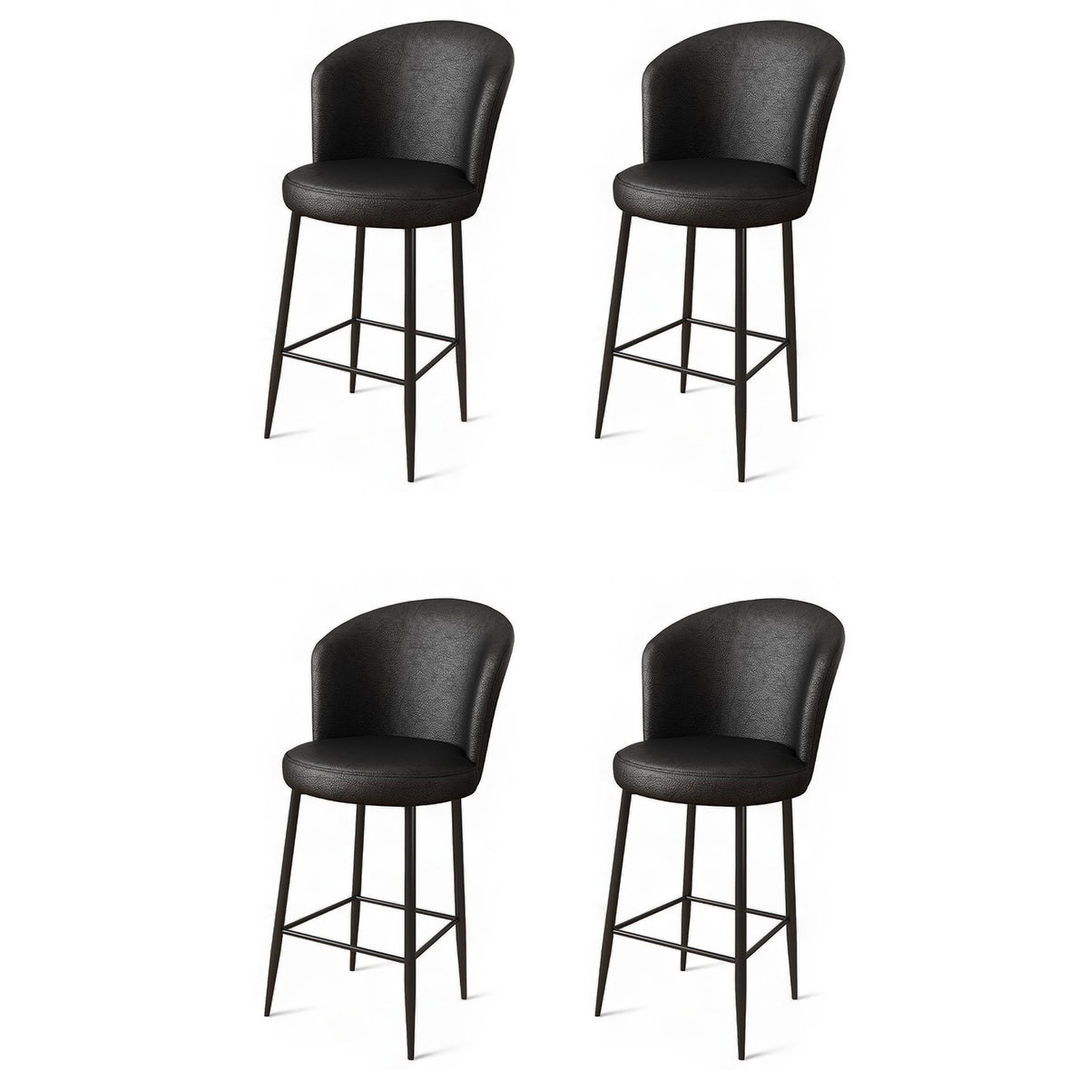 Set of 4 Uras Faux Leather Bar Stools in Black – product image 1