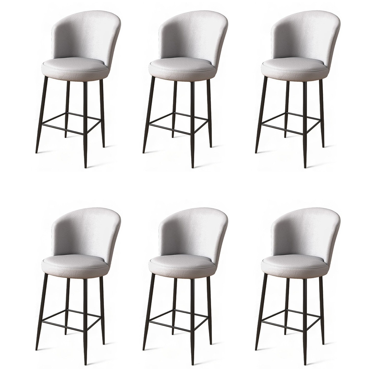 Lot de 6 tabourets de bar Uras en similicuir gris et noir