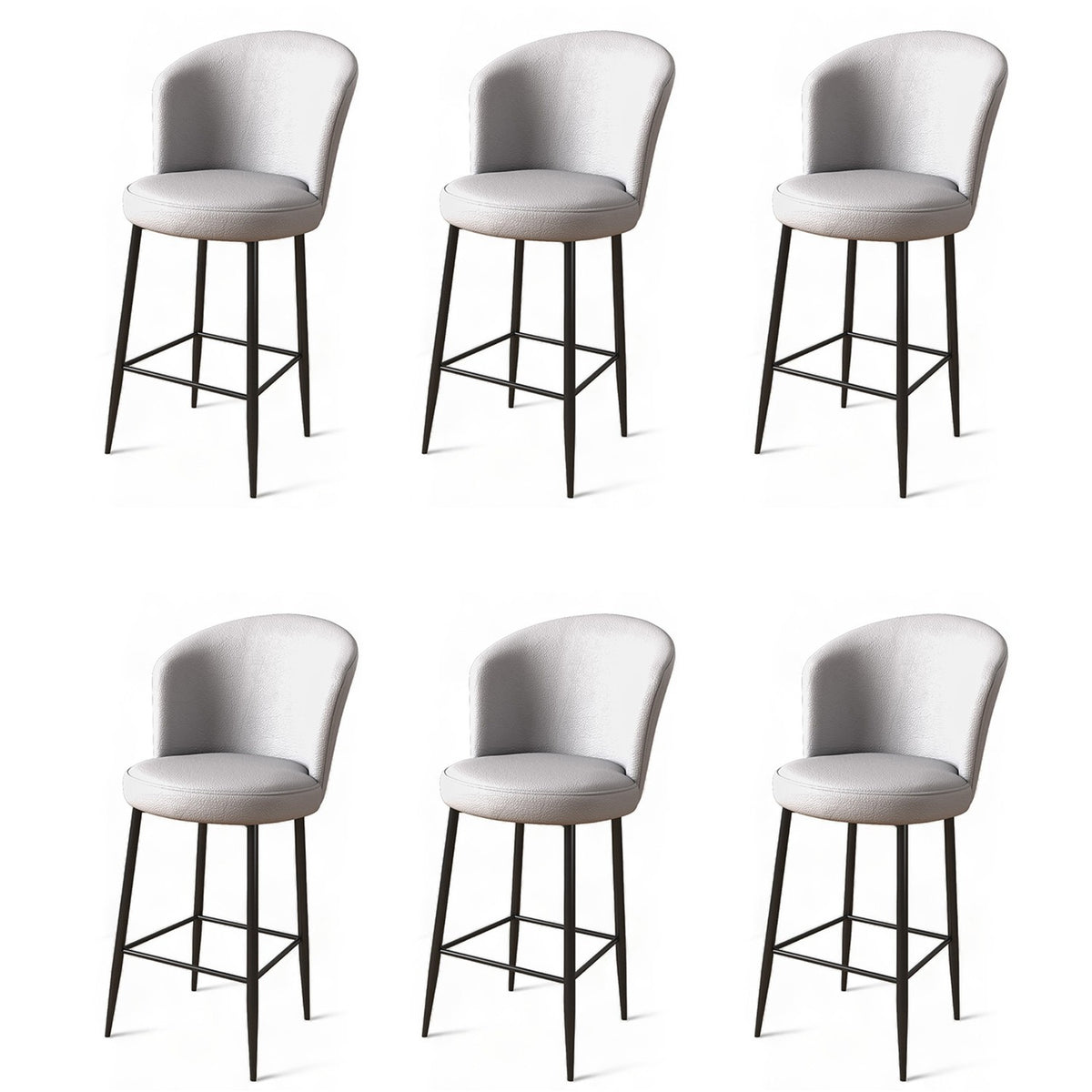 Set of 6 Uras Faux Leather Bar Stools in Grey and Black – product image 1