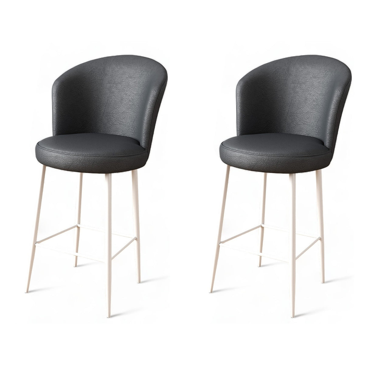 Set of 2 Uras Faux Leather Bar Stools in Anthracite and White – product image 1