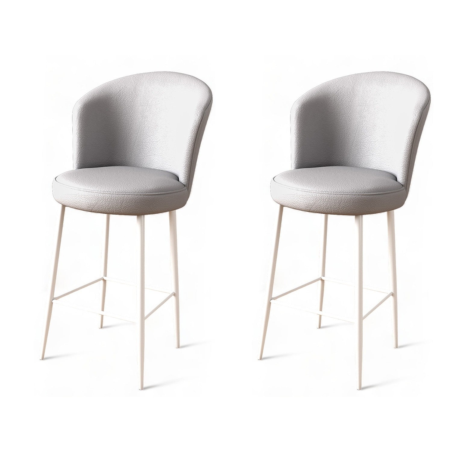 Set of 2 Uras Faux Leather Bar Stools in Grey and White