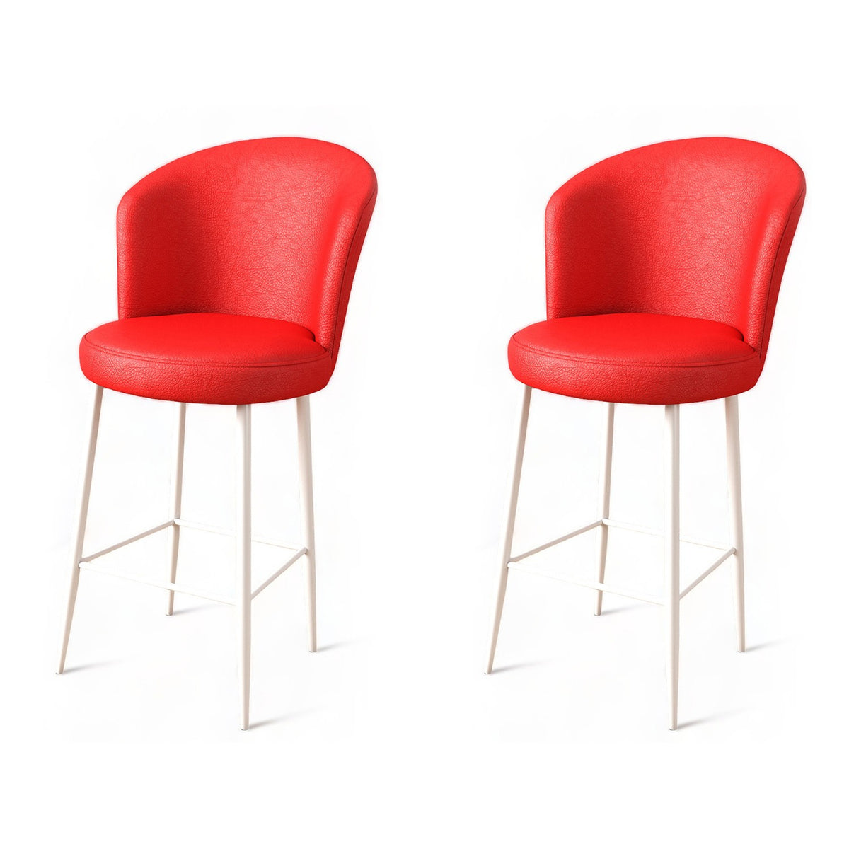 Set of 2 Uras Faux Leather Bar Stools in Red and White – product image 1