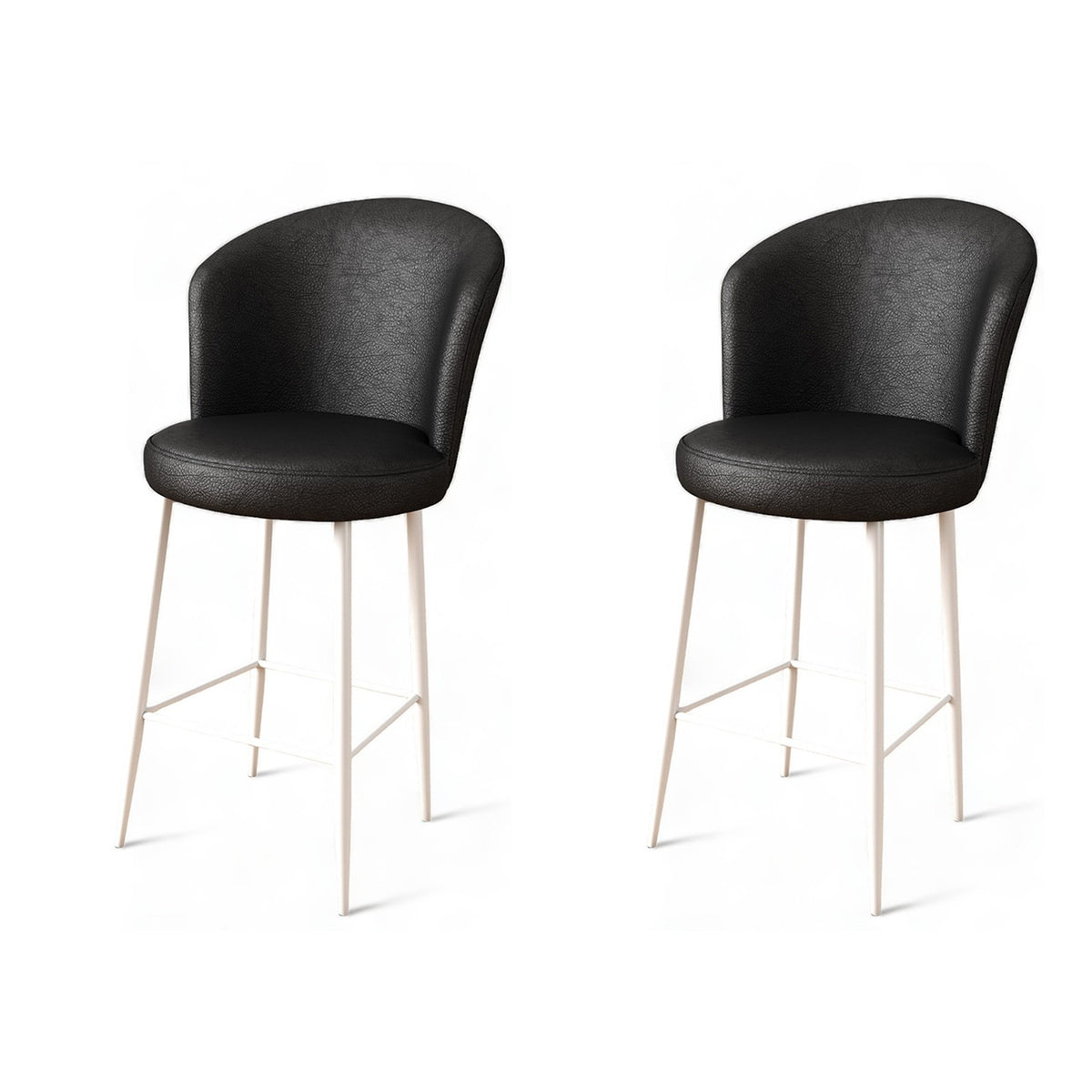 Set of 2 Uras Faux Leather Bar Stools in Black and White – product image 1