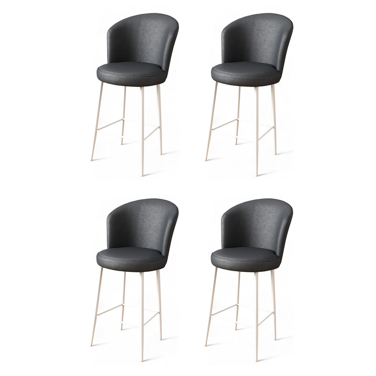Set of 4 Uras Faux Leather Bar Stools in Anthracite and White – product image 1