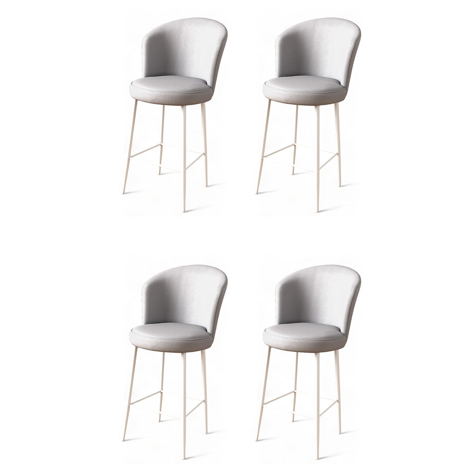 Set of 4 Uras Faux Leather Bar Stools in Grey and White