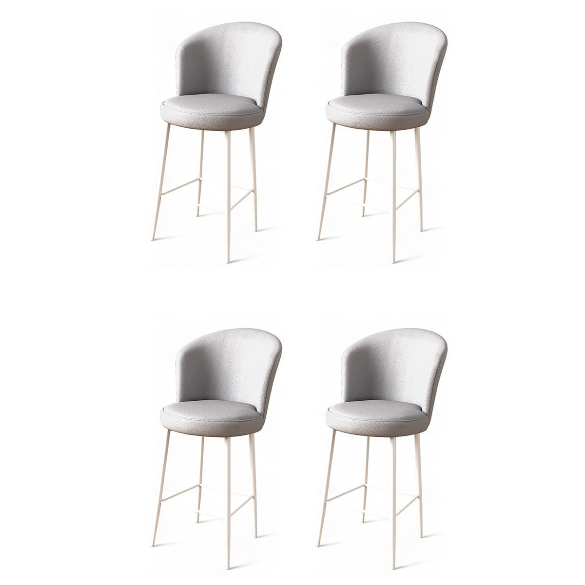 Set of 4 Uras Faux Leather Bar Stools in Grey and White – product image 1