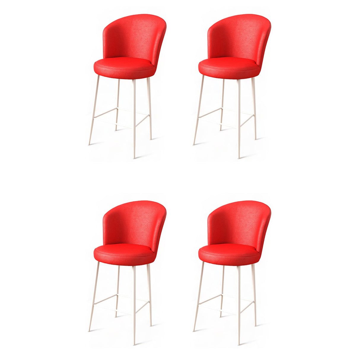 Set of 4 Uras Faux Leather Bar Stools in Red and White – product image 1