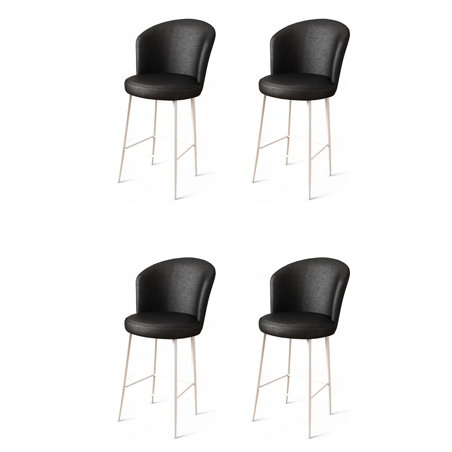 Set of 4 Uras Faux Leather Bar Stools in Black and White
