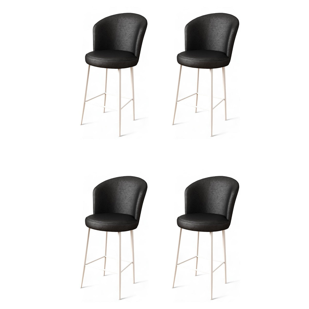 Set of 4 Uras Faux Leather Bar Stools in Black and White – product image 1