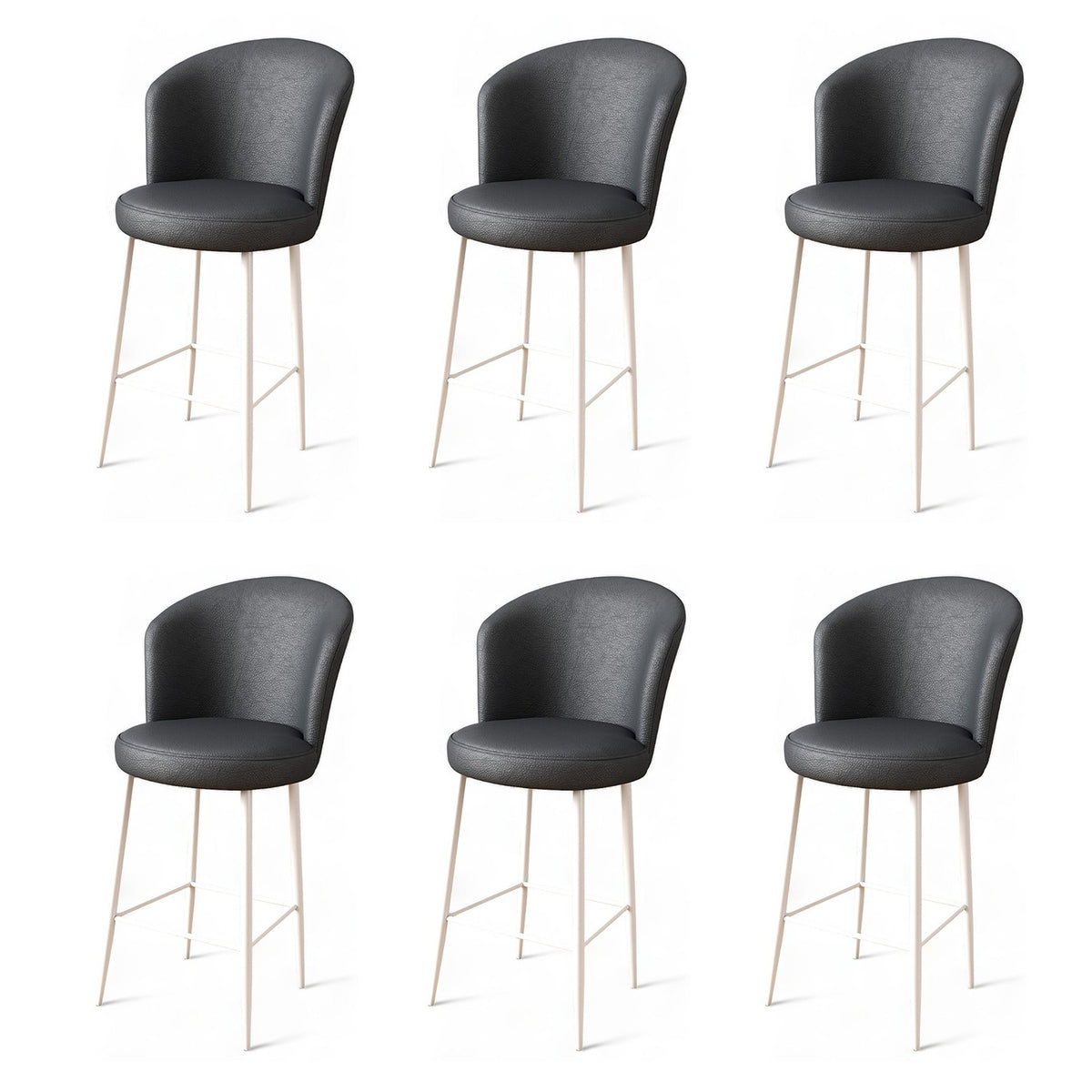 Set of 6 Uras Faux Leather Bar Stools in Anthracite and White – product image 1