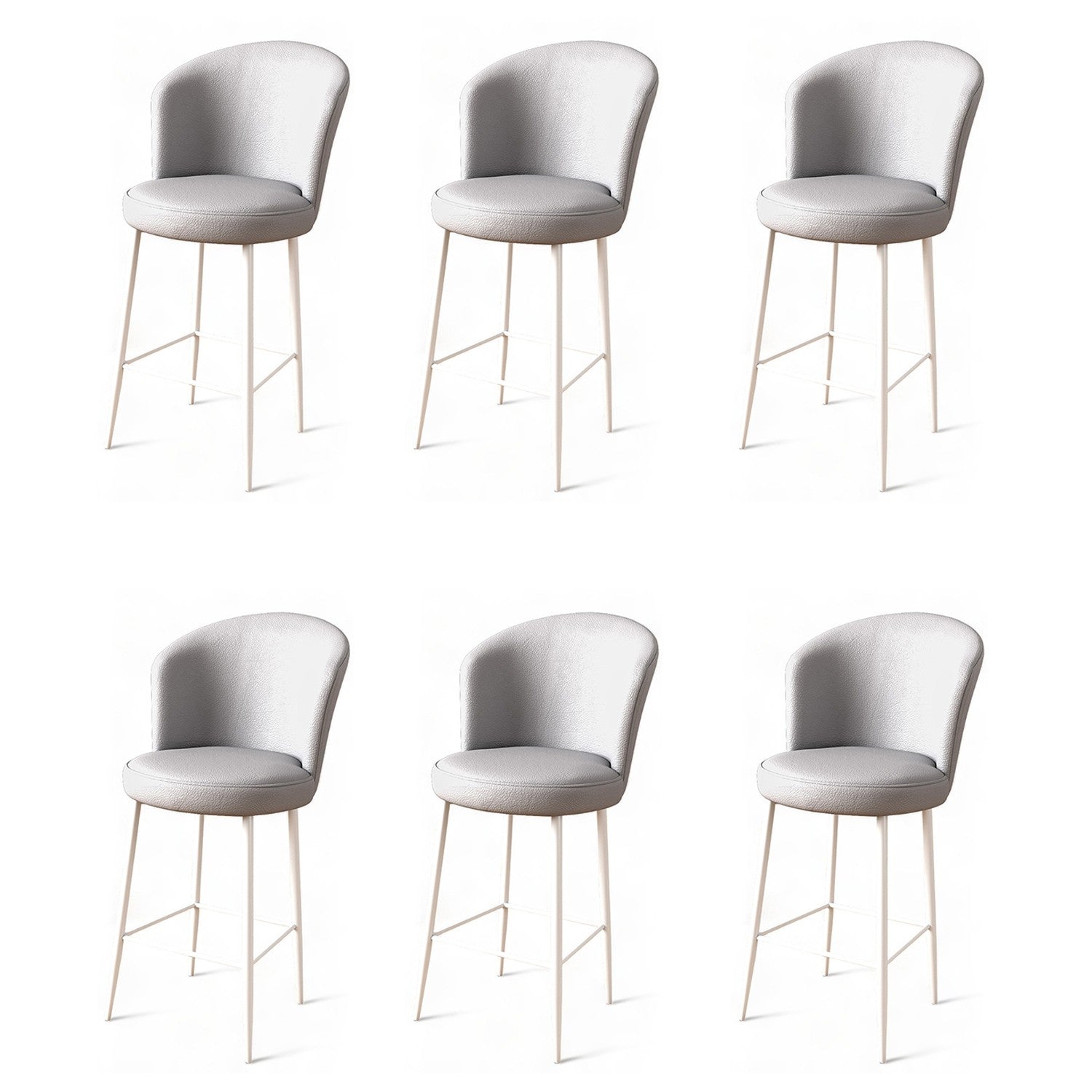 Set of 6 Uras Faux Leather Bar Stools in Grey and White