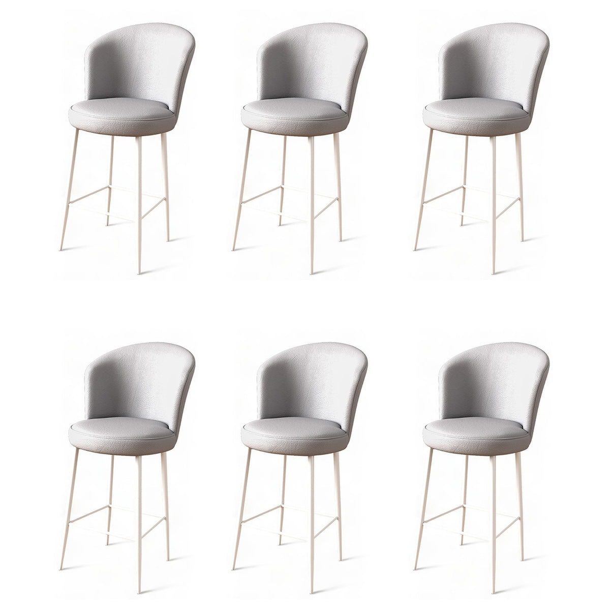 Set of 6 Uras Faux Leather Bar Stools in Grey and White – product image 1