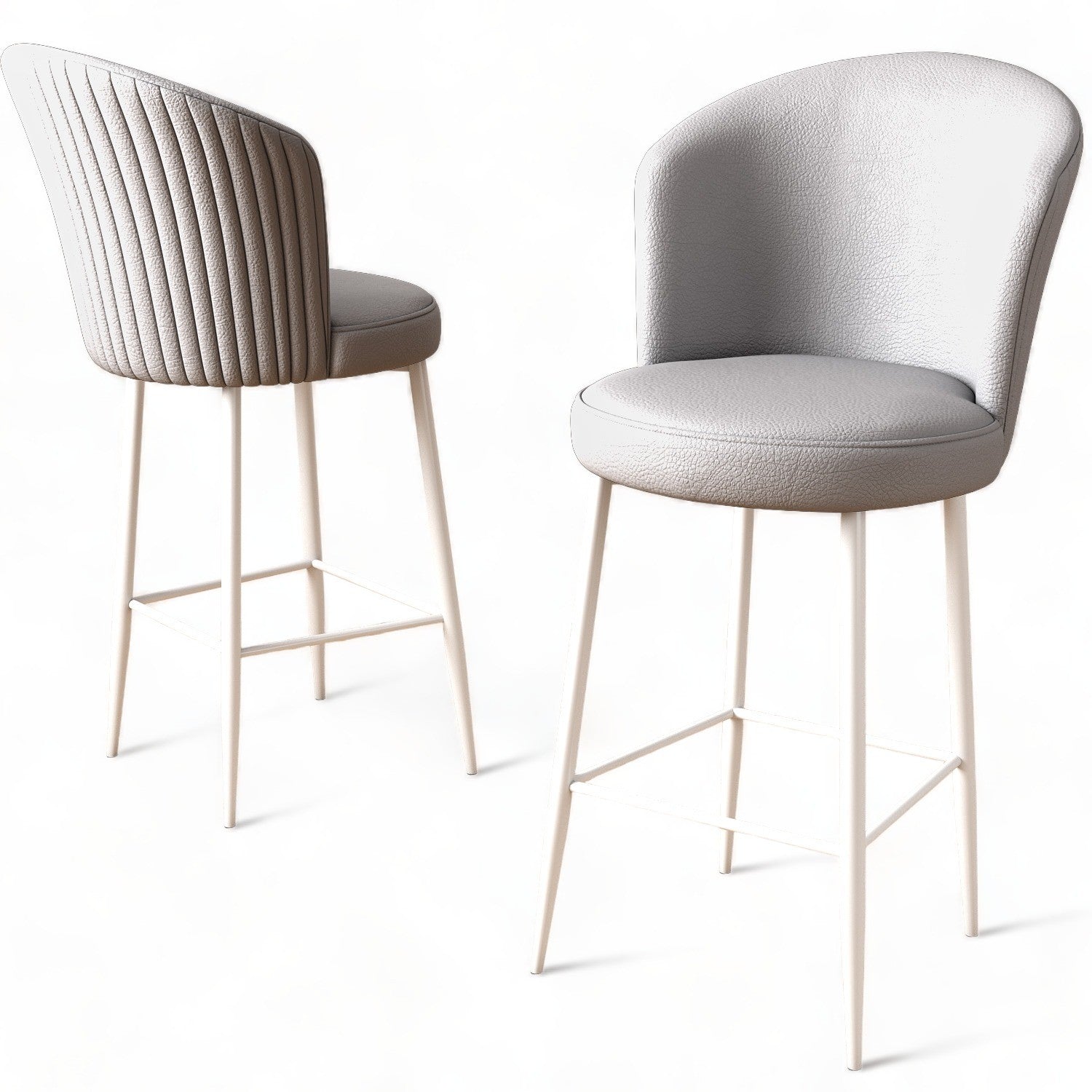 Set of 6 Uras Faux Leather Bar Stools in Grey and White – product image 3