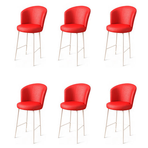 Set di 6 sgabelli da bar Uras in ecopelle rossi e bianchi