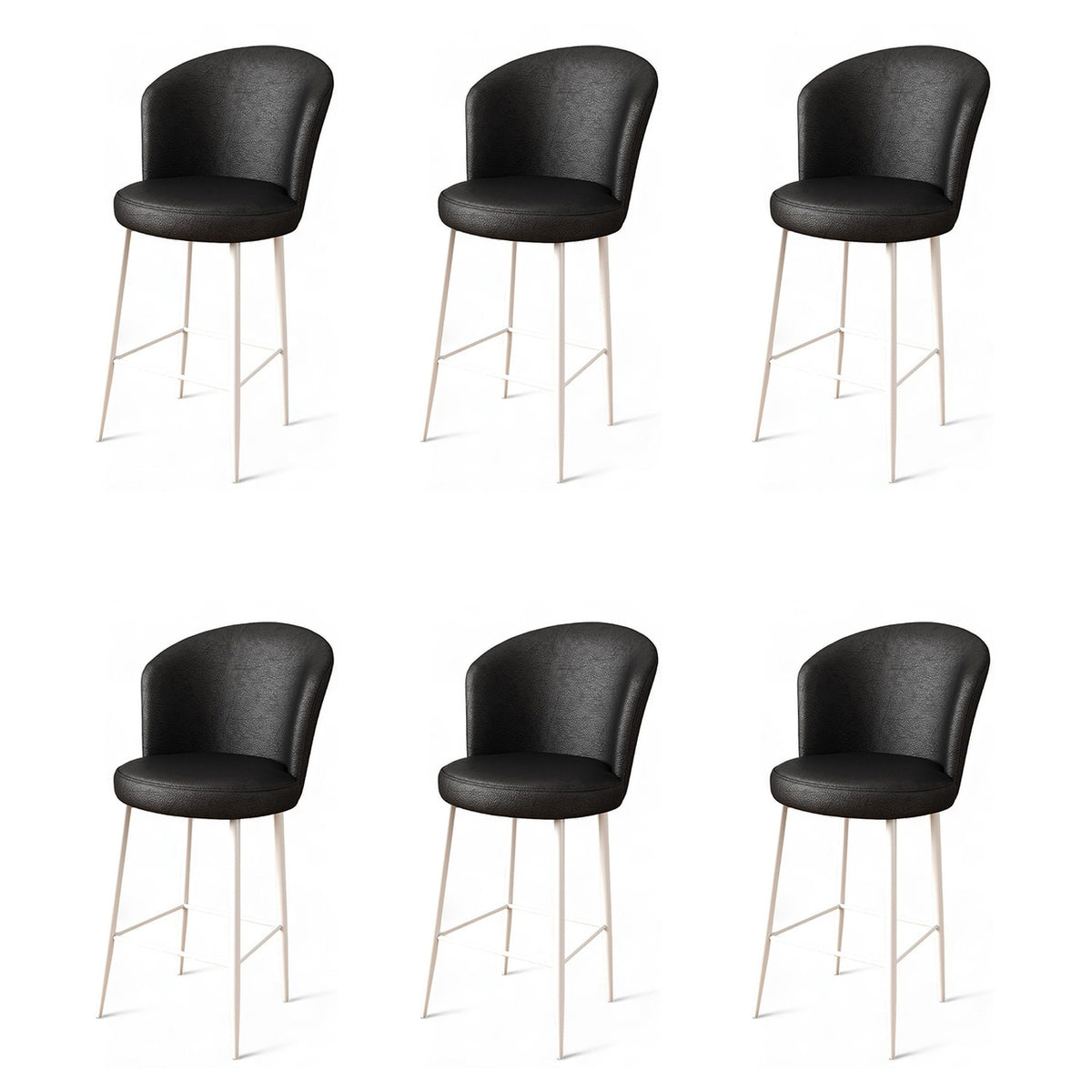 Set of 6 Uras Faux Leather Bar Stools in Black and White – product image 1