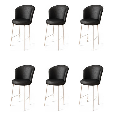 Set di 6 sgabelli da bar Uras in ecopelle neri e bianchi