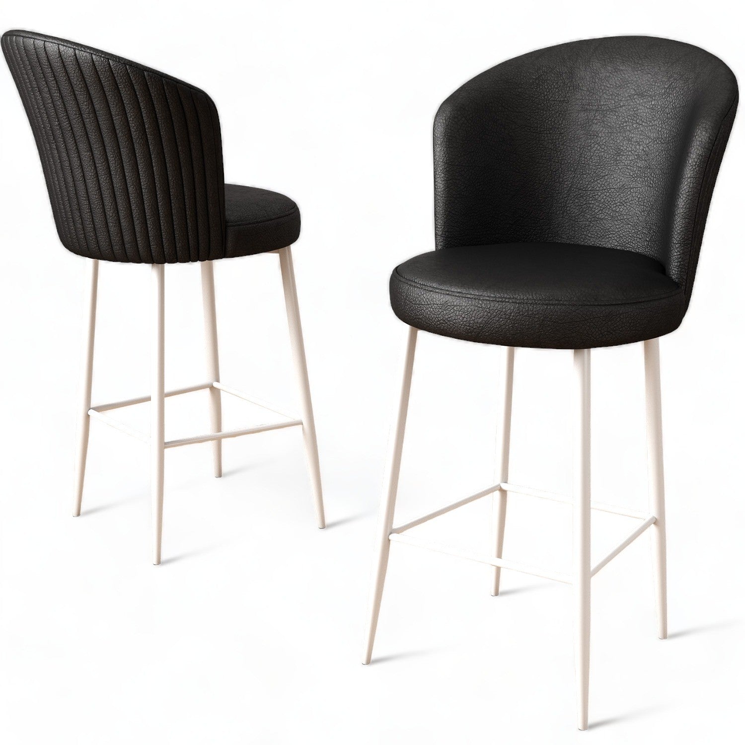 Set of 6 Uras Faux Leather Bar Stools in Black and White – product image 3