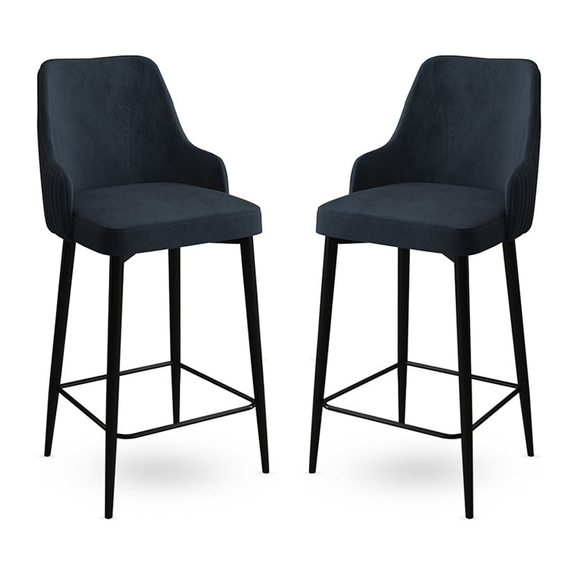 Set of 2 Enox Upholstered Bar Stools in Anthracite and Black – product image 1