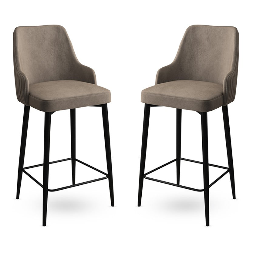 Set of 2 Enox Upholstered Bar Stools in Cappuccino and Black – product image 1