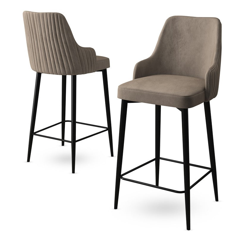 Set of 2 Enox Upholstered Bar Stools in Cappuccino and Black – product image 3