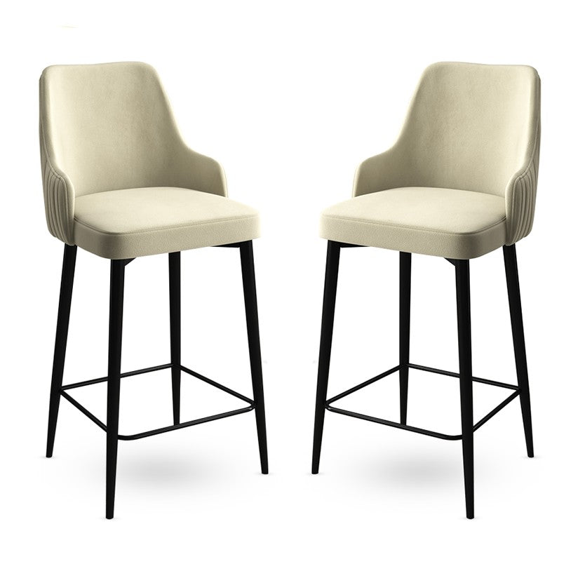 Set of 2 Enox Upholstered Bar Stools in Cream and Black – product image 1