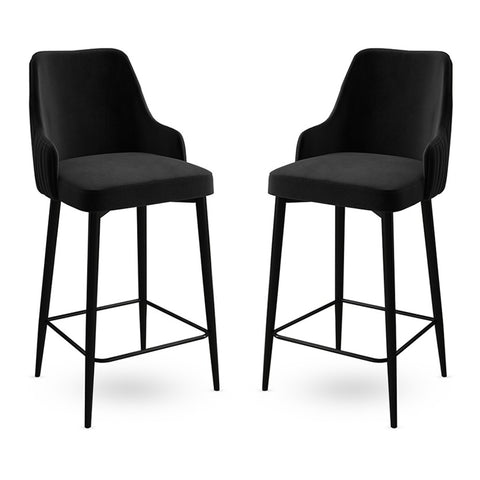 Set of 2 Enox Upholstered Bar Stools in Black
