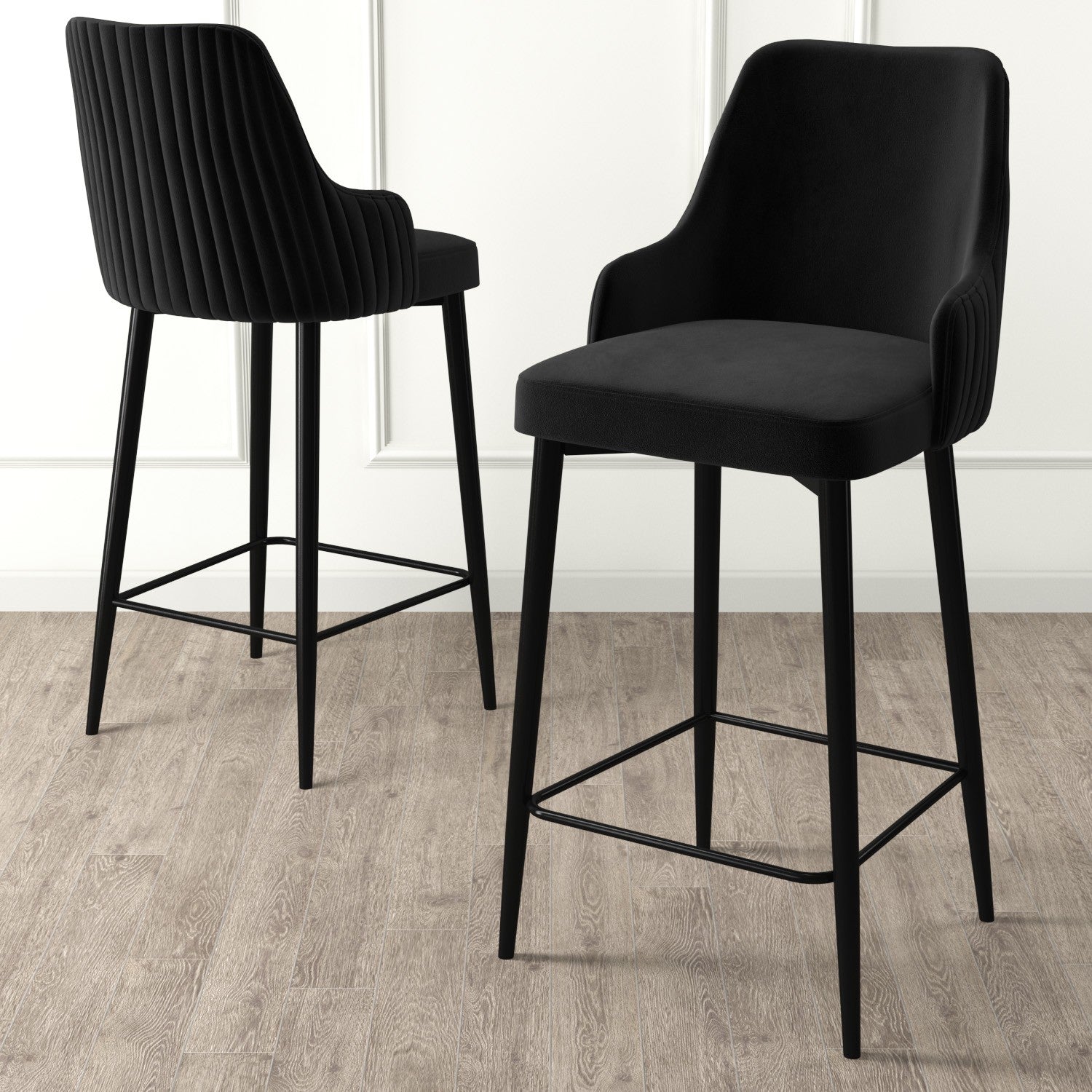 Set of 2 Enox Upholstered Bar Stools in Black – product image 2