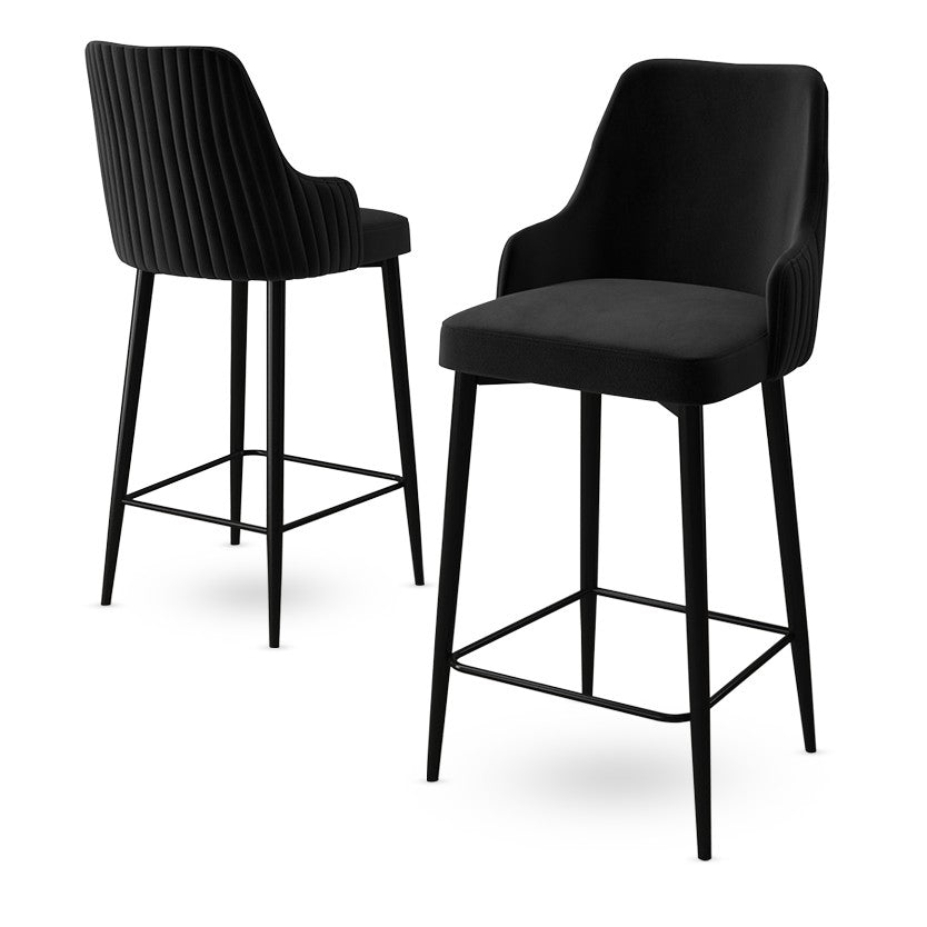 Set of 2 Enox Upholstered Bar Stools in Black – product image 3